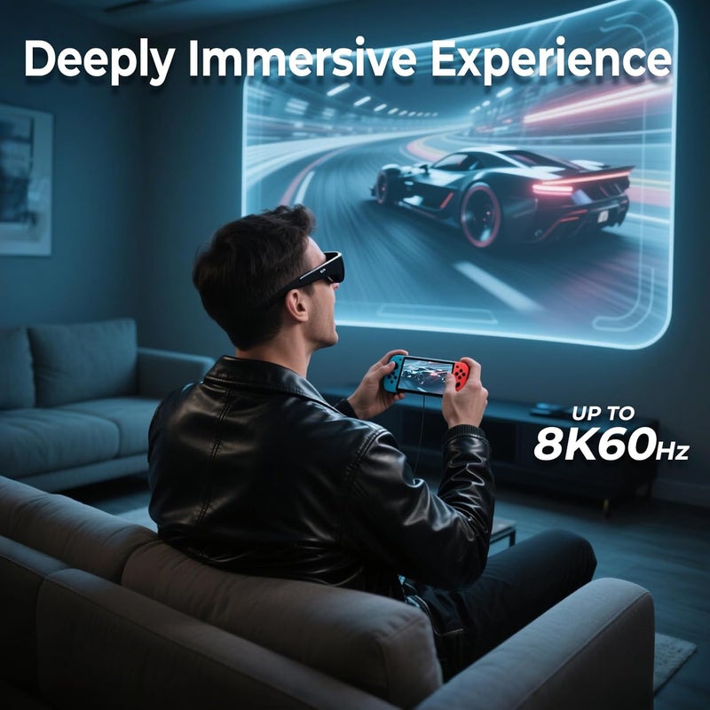 Guermok 5-in-1 USB-C to AR Glasses Adapter, 100W PD Fast Charging, 8K@60Hz Video, USB/USB-C Ports – Works with AR Glasses Devices, Handheld Consoles, Switch, USBC Phones and Laptops, Black - Image 5